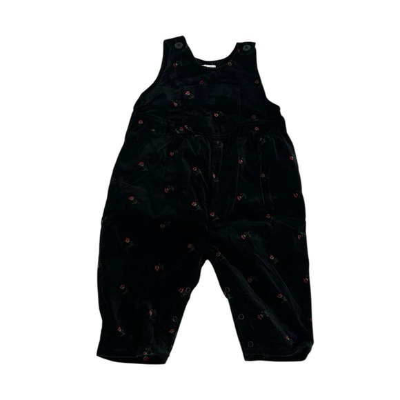 Baby Gap Overalls Months Vintage Velvet Black Rose Print Size XL 18-24 - Picture 2 of 9